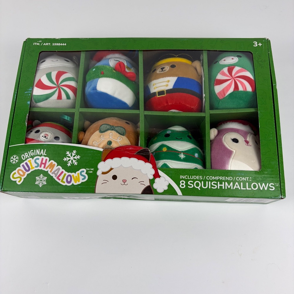 Squishmallows Christmas Holiday Ornament 8-Pack‎ Plush Set New 2024 Box Wear